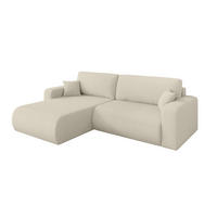 ROHOVÁ SEDAČKA s funkcí spaní, otoman vlevo BERY-L 276x193x88 béžová bouclé - černá/písková barva, kompozitní dřevo/textil (276/193cm) - ALTDECOR