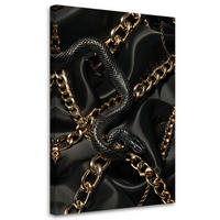LEINWANDBILD Glamour-Schlange 60x90cm - Schwarz, Textil (60/90cm) - Feeby