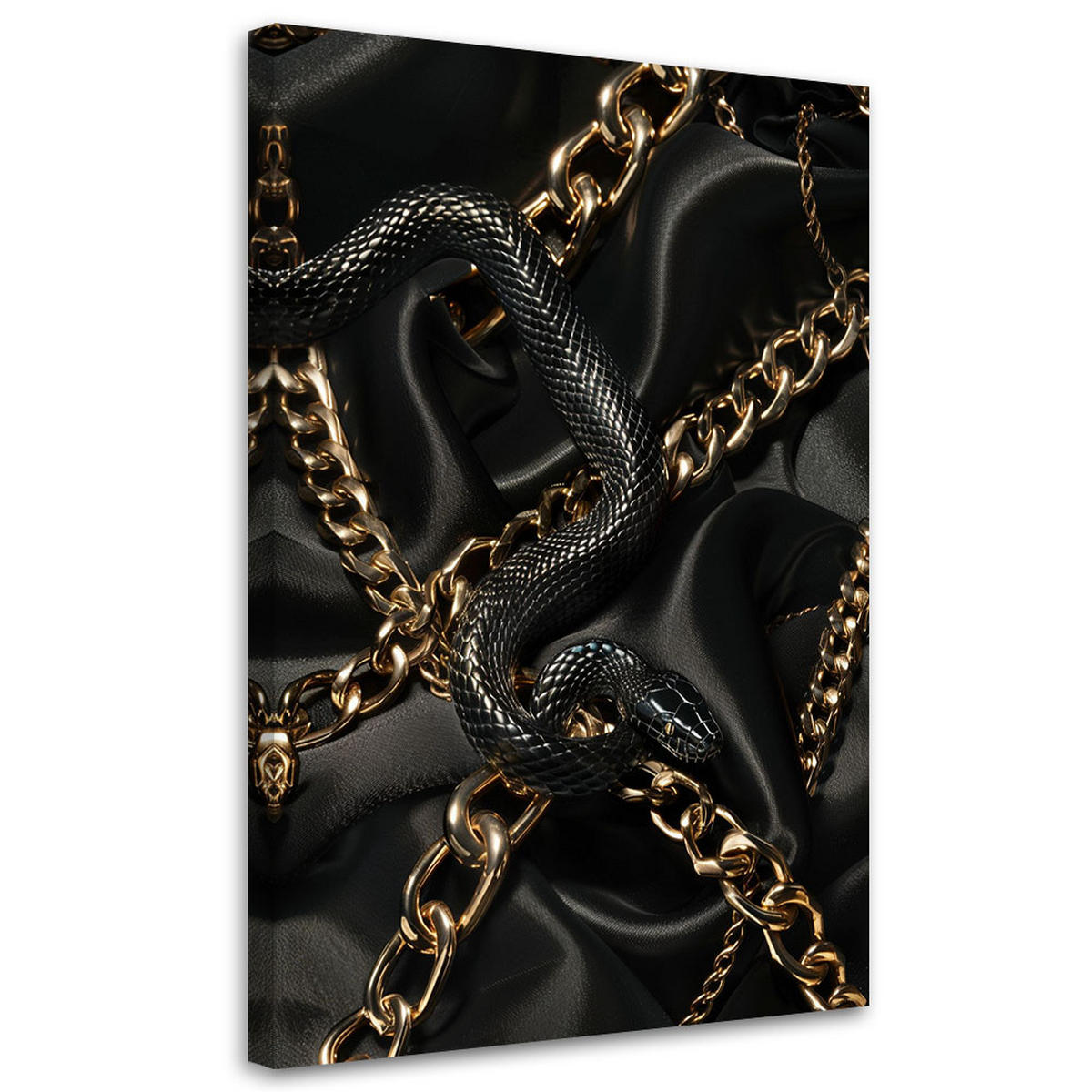 LEINWANDBILD Glamour-Schlange 60x90cm - Schwarz, Textil (60/90cm) - Feeby
