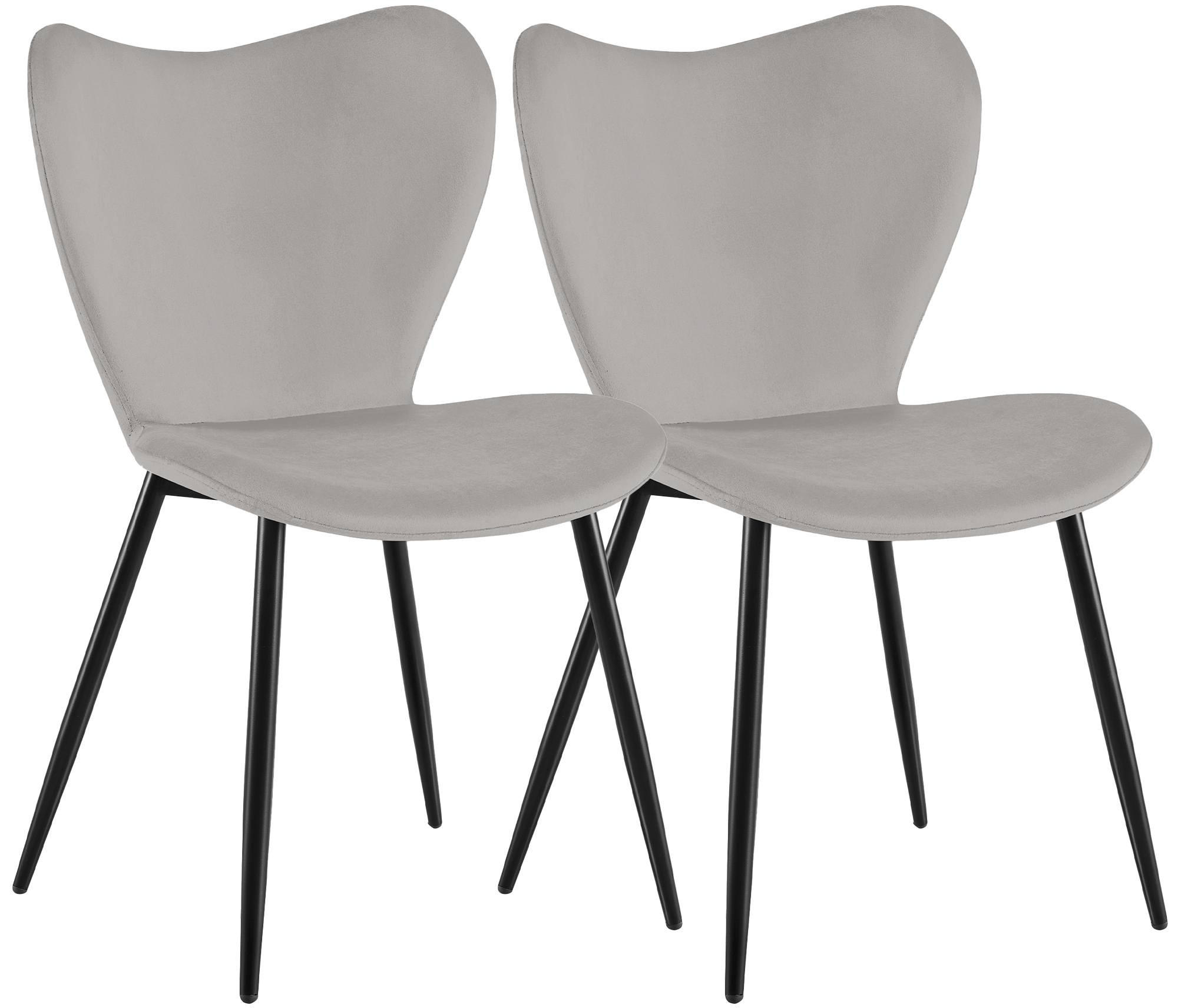 ESSZIMMERSTUHL 2 Samt Grau - Schwarz/Grau, Textil/Metall (50/80/58cm) - CLP