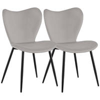 ESSZIMMERSTUHL 2 Samt Grau - Schwarz/Grau, Textil/Metall (50/80/58cm) - CLP