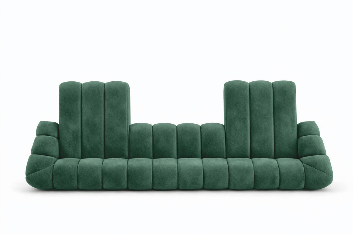 ECKSOFA Modulare U-Form, Veloursstoff Bluvel, Grün, CROISSANT U XL - Grün, Holz (448/72/190cm) - Kaiser Möbel