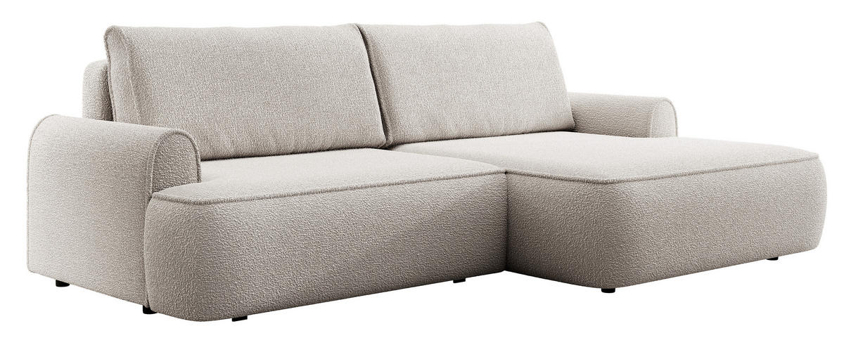 ECKSOFA 250 cm Mareno mit Bettkasten, Schlaffunktion, Rechts, Hellgrau - Hellgrau, Holz (146/250cm) - Emporius