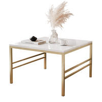 COUCHTISCH FORMA 60/60 cm Quadrat, Gold / Weiß Hochglanz - Weiß Hochglanz/Goldfarben, Metall (60/60/46cm) - Idohome