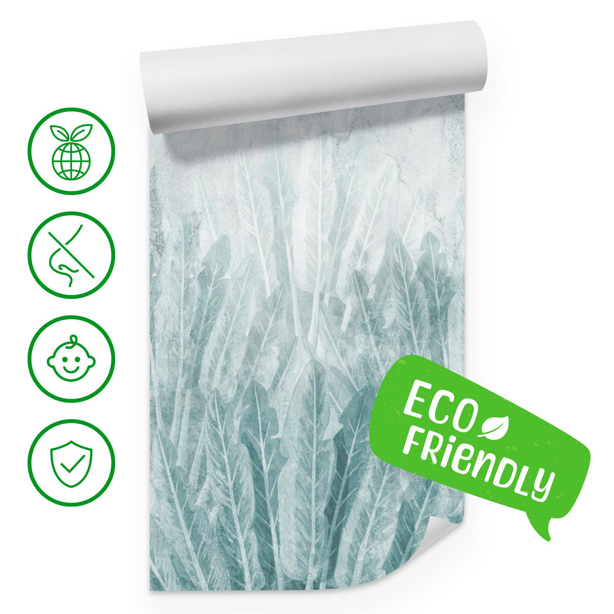 FOTOTAPETE Bananenstauden auf Beton 300x210 - Blau/Grau, Papier (300/210cm) - Muralo