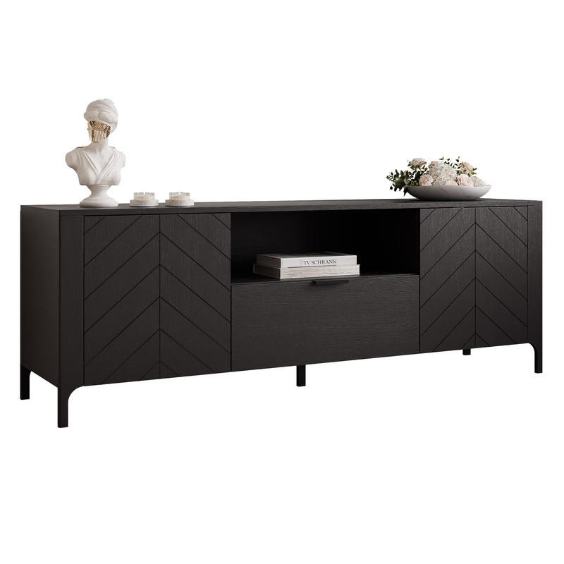 TV-LOWBOARD LORIEN stehend, 159 cm Schwarz - Schwarz, Holzwerkstoff/Metall (159.8/57.1/40.6cm) - Idohome