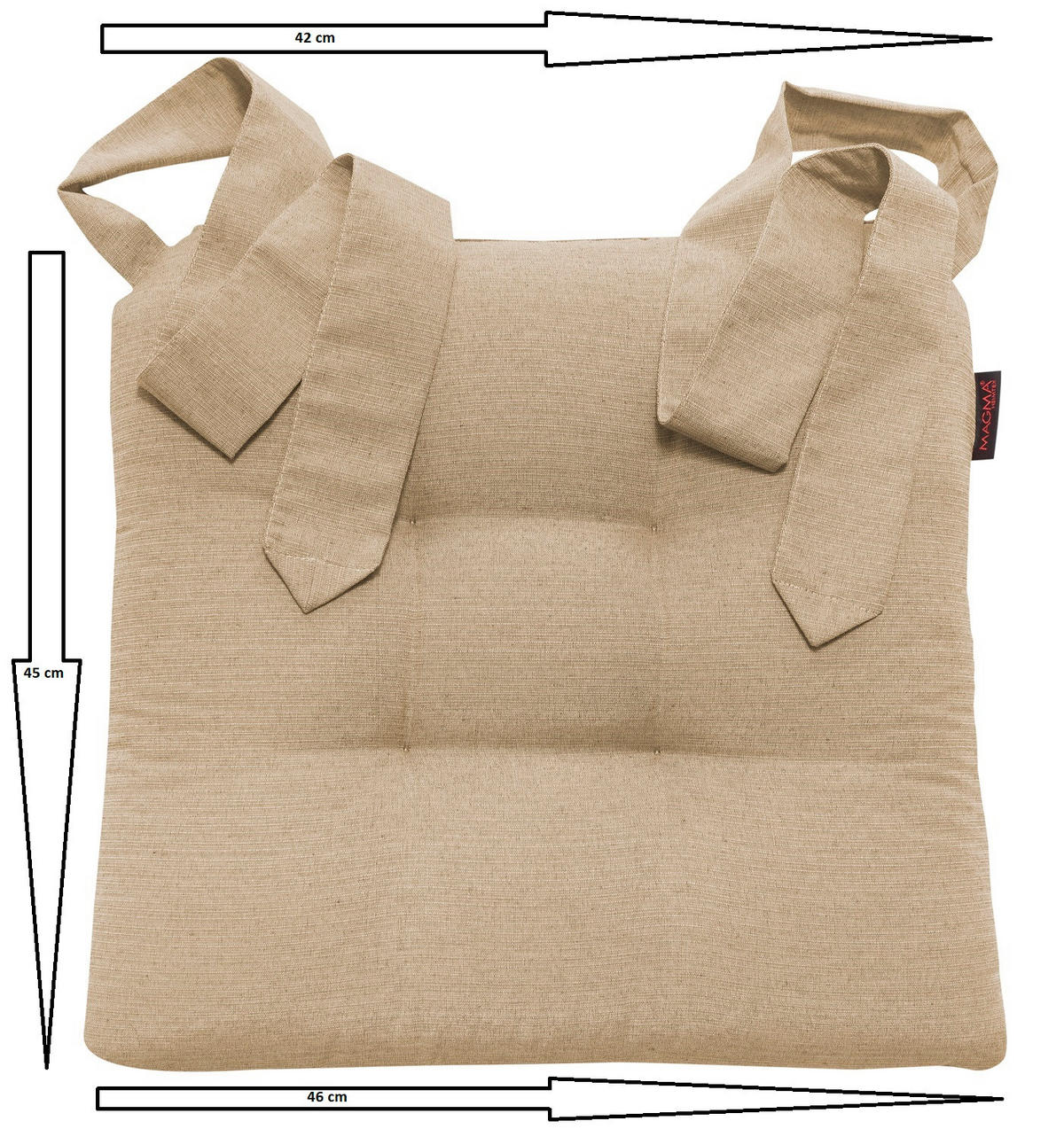 STUHLKISSEN Fino mit Schleifenband 2er Set beige - Beige, Textil (46/42/7cm) - Magma Heimtexx