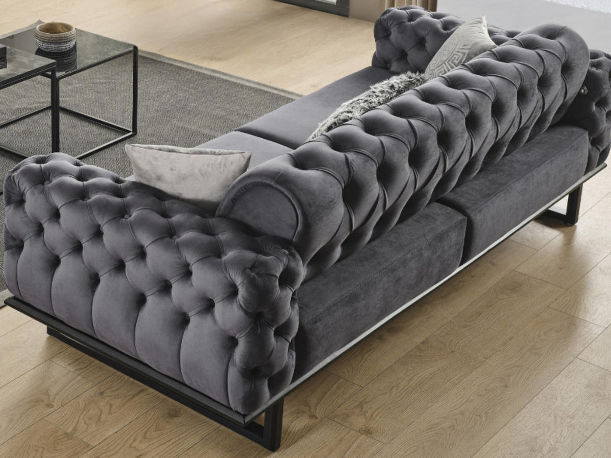 4 Sitzer SOFA Zen Samt Anthrazit - Anthrazit, Holz/Textil (270/80/100cm) - Villa Möbel