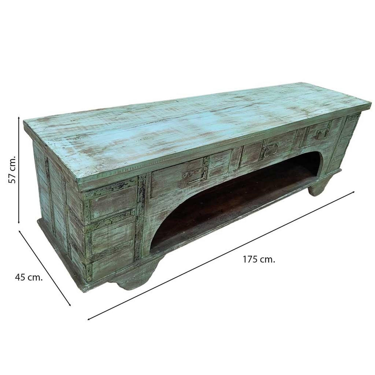 TV-LOWBOARD aus Holz, 175x45x57cm - Grün, Holz (175/57/45cm) - Wanderlust