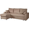 ECKSCHLAFSOFA Teramo hellbraun - Hellbraun/Schwarz, Kunststoff/Textil (235/150cm) - Beautysofa