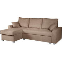 ECKSCHLAFSOFA Teramo hellbraun - Hellbraun/Schwarz, Kunststoff/Textil (235/150cm) - Beautysofa