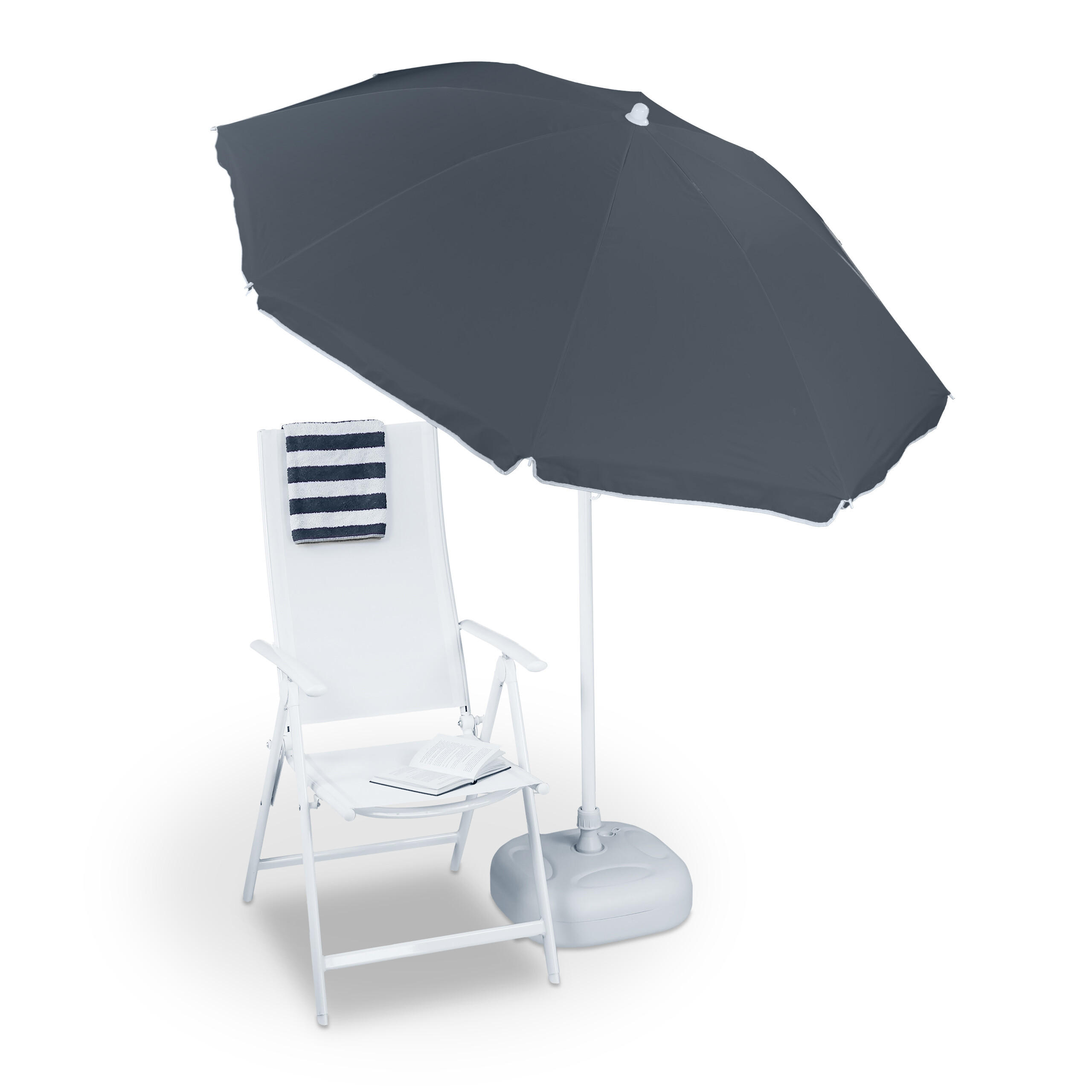 SONNENSCHIRM - Grau, Textil/Metall (180/180cm) - Relaxdays