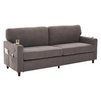 ZWEISITZER Sofa Chenille mit USB-Anschluss LED-Licht und Getränkehaltern 203/77,5/86 cm Hellgrau - Hellgrau, Textil (77.5/86/203cm) - Redom