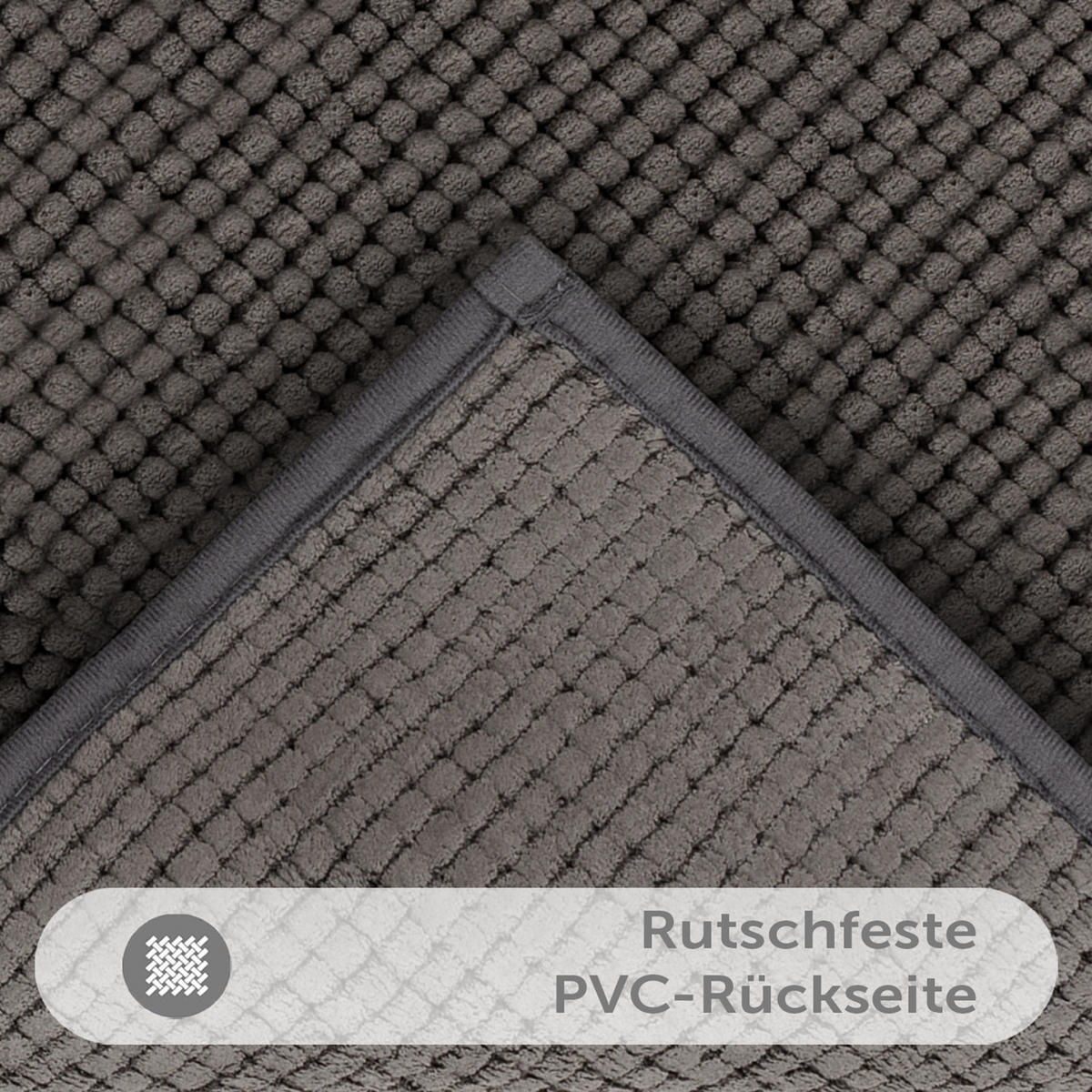 BADEMATTE Hochflor Chenille, 60x120 cm, Dunkelgrau - Dunkelgrau, Textil (60/120cm) - Blumtal