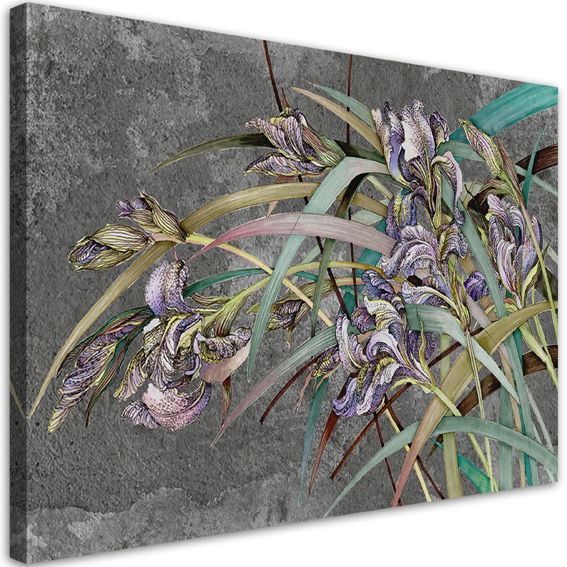 WANDBILD iris blumen im wind - Grau, Textil (60/40cm) - Feeby