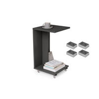 BEISTELLTISCH Rechteckig mit Ablage und Rollen - Anthrazit, Holzwerkstoff (40/40/66cm) - designimpex