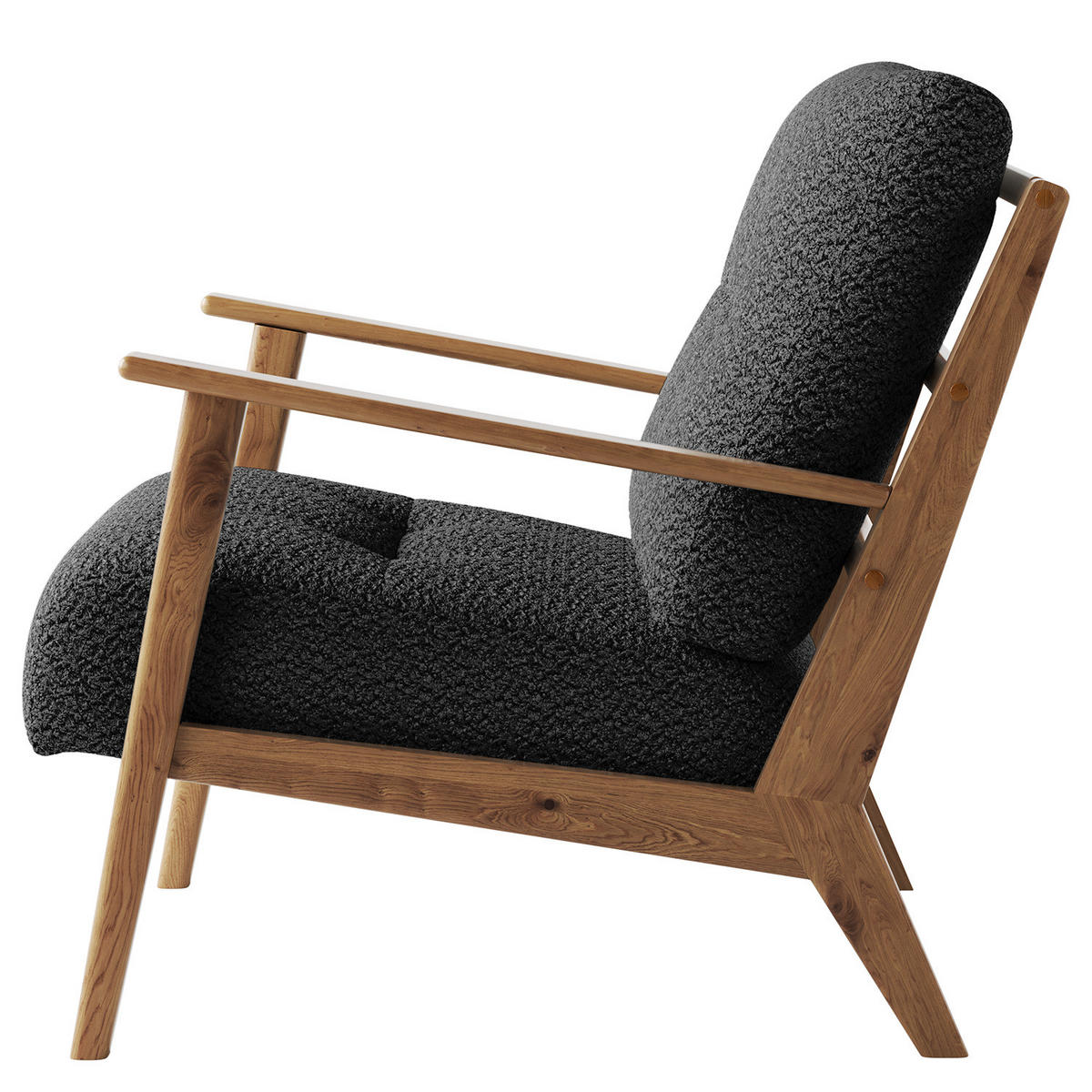 SESSEL - Anthrazit/Braun, Eichenholz/Holz (83/80/75cm) - home24