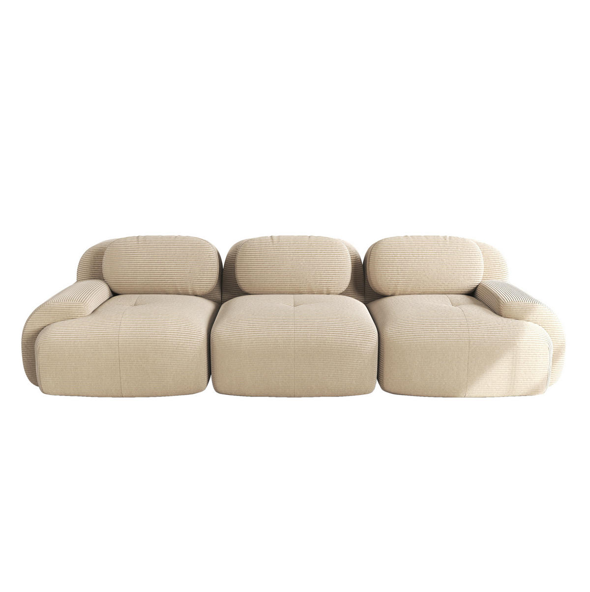 SOFA modular rahmenlos Cord Beige 3-Sitzer - Beige, Kunststoff (103/75/298cm) - Meubliv