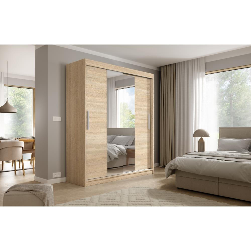 SCHWEBETÜRENSCHRANK Katrina eiche Sonoma 180/215,5/59 cm 2-türig - Sonoma Eiche, Holzwerkstoff (180/215.5/59cm) - Beautysofa