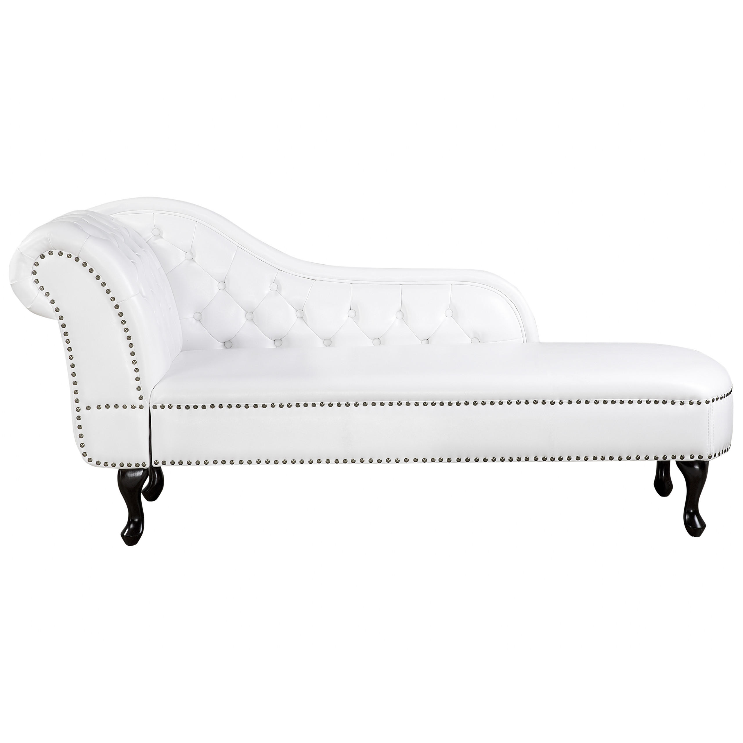 CHAISELONGUE Kunstleder weiß linksseitig Nimes - Schwarz/Weiß, Kunststoff (170/79/61cm) - Beliani