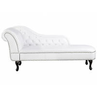 CHAISELONGUE Kunstleder weiß linksseitig Nimes - Schwarz/Weiß, Kunststoff (170/79/61cm) - Beliani