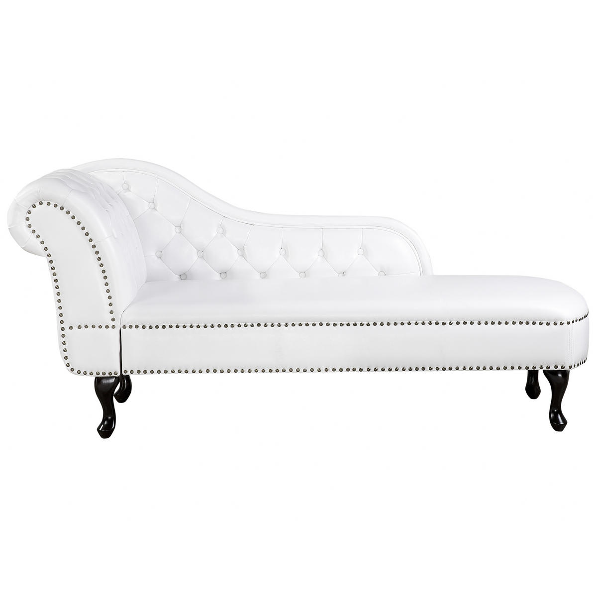 CHAISELONGUE Kunstleder weiß linksseitig Nimes - Schwarz/Weiß, Kunststoff (170/79/61cm) - Beliani