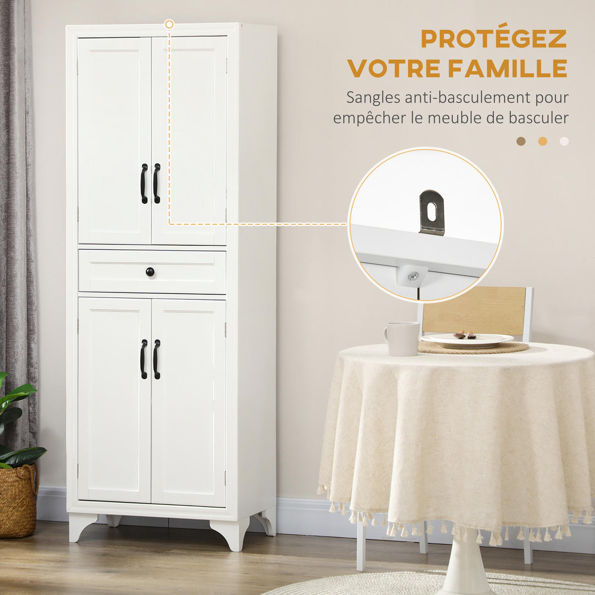 HIGHBOARD DE-11042 4 Türen & 1 Schublade mit verstellbaren Böden Weiß - Weiß, Holzwerkstoff (38/170/60cm) - ComfortXL