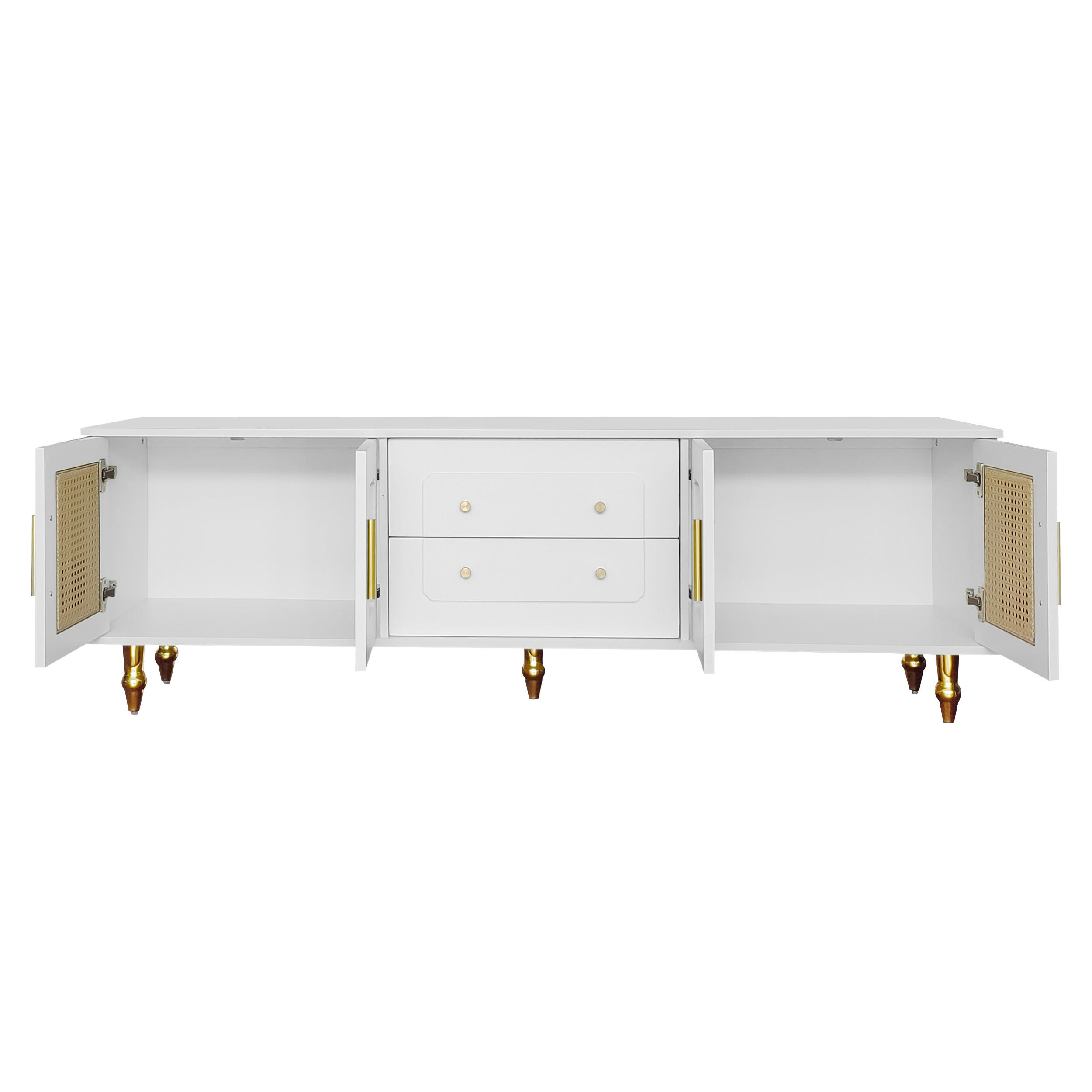 TV-SCHRANK Rattan, Metall - Weiß, Holzwerkstoff (38/55.5/175cm) - Raumix