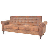 2-SITZER Schlafsofa Mit Armlehnen Künstliches Wildleder Braun - Braun, Leder (82/196/85cm) - vidaXL