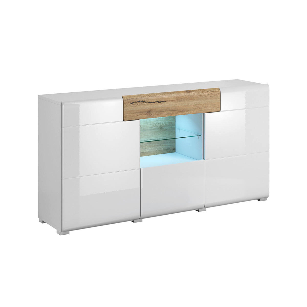 SIDEBOARD Jules Weiß und Holz - Weiß/Braun, Holzwerkstoff (159/82/39cm) - Petits-meubles