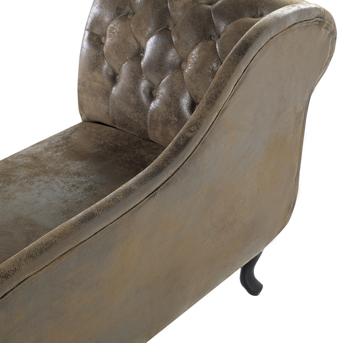 ČALOUNĚNÉ LEHÁTKO CHAISE LONGUE Umělá semiš hnědé levostranné Nimes - tmavě hnědá/černá, plast (169/79/65cm) - Beliani