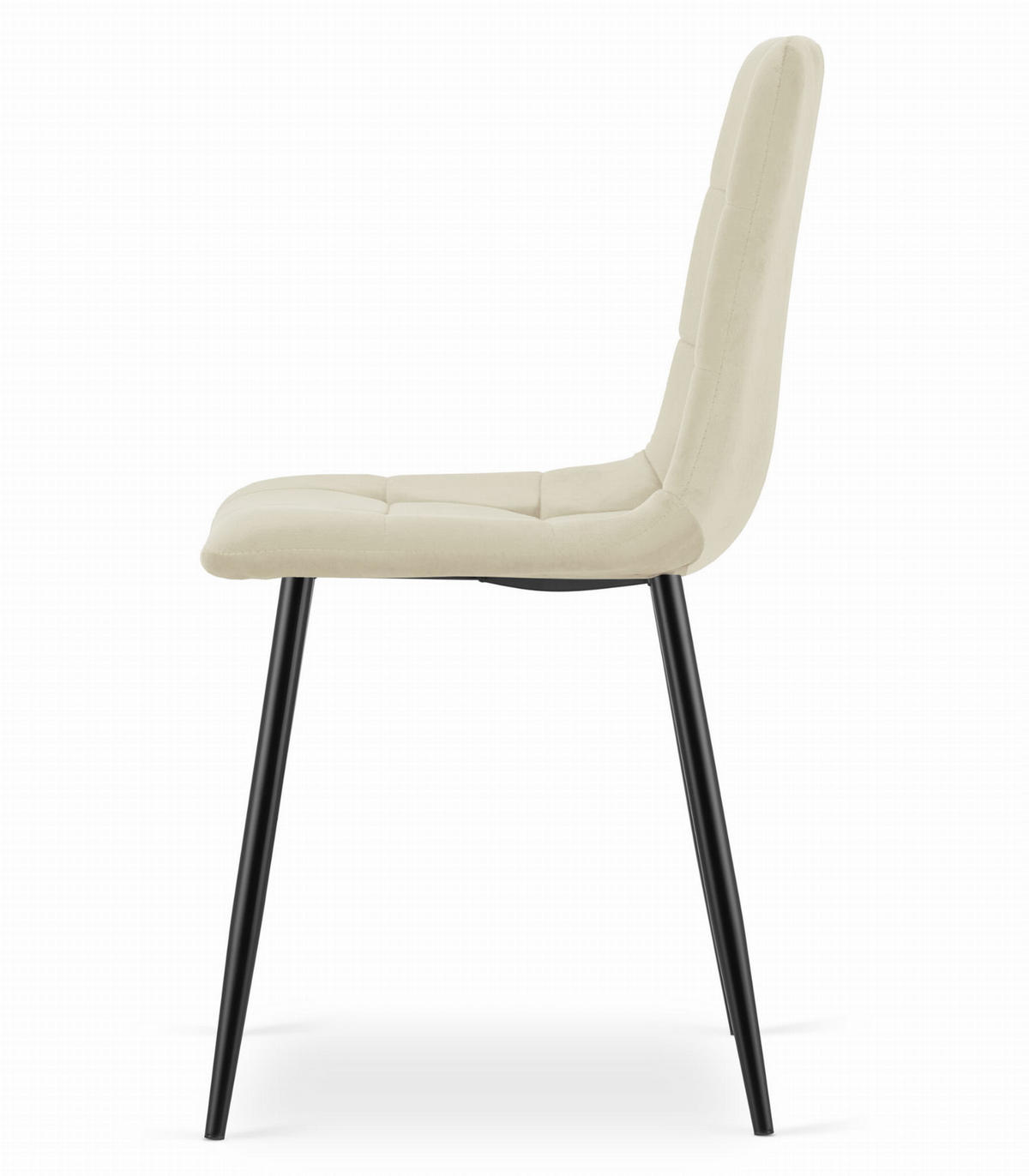 STUHL CETARA 4-er Set, Beige, Schwarz, mit Samtstoff gepolstert - Beige, Textil/Metall (45/87/51cm) - Komodee