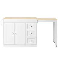 KÜCHENINSEL 112-186,8/45/93 cm mit ausziehbarer Arbeitsplatte, 3 Schubladen und Gewürzregal, MDF/Spanplatte, Weiß - Weiß, Holzwerkstoff (130/93/45cm) - Redom