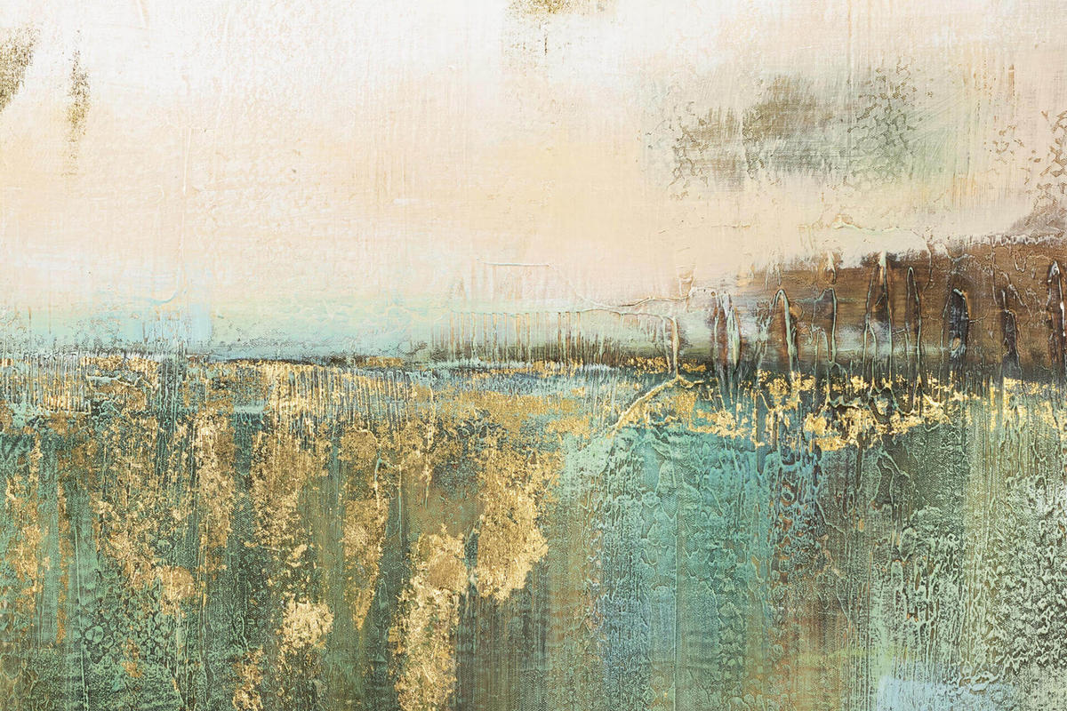ÖLGEMÄLDE 120/60 cm - Türkis/Beige, Holz/Textil (120/60cm) - KUNSTLOFT