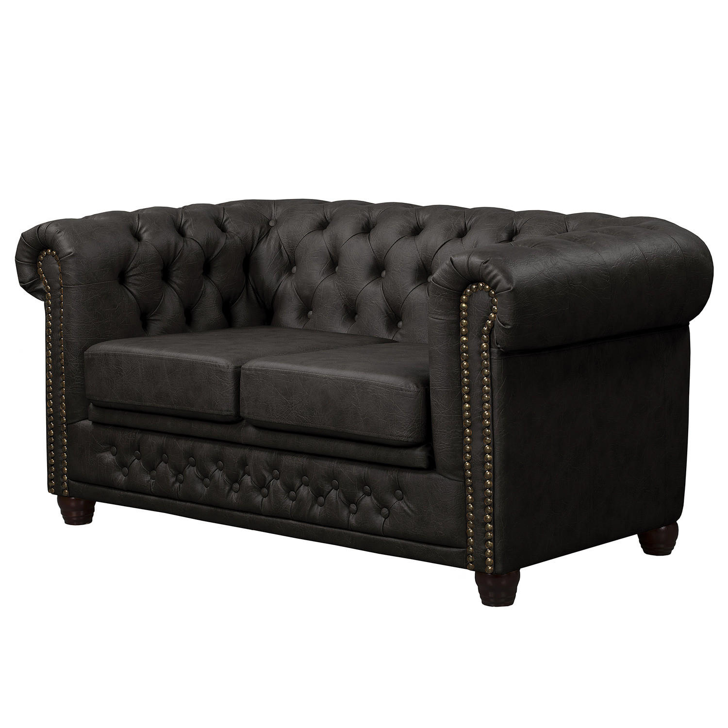2-SITZER SOFA - Buchefarben/Schwarz, Kunststoff/Buchenholz (148/72/86cm) - home24