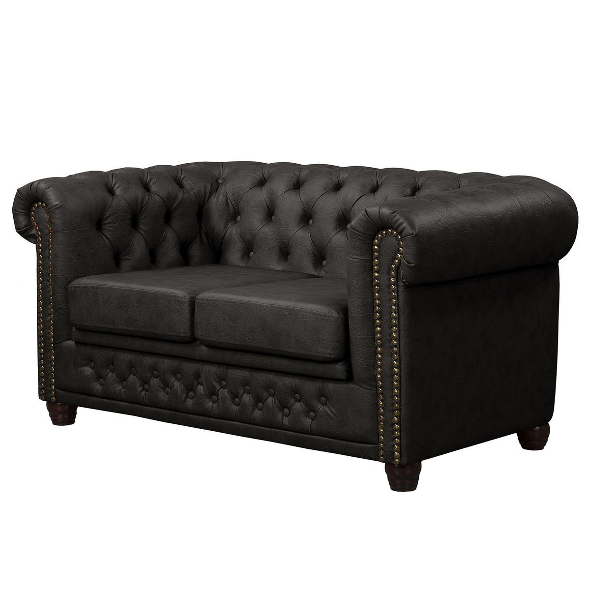 2-SITZER SOFA - Buchefarben/Schwarz, Kunststoff/Buchenholz (148/72/86cm) - home24