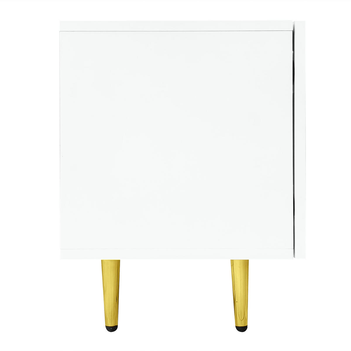 TV STOLEK bílo-zlatý ve vysokém lesku se 4 dvířky, do obývacího pokoje, 170×35×46 cm - bílá/zlatá, kov/kompozitní dřevo (170/46/35cm) - STILVORA