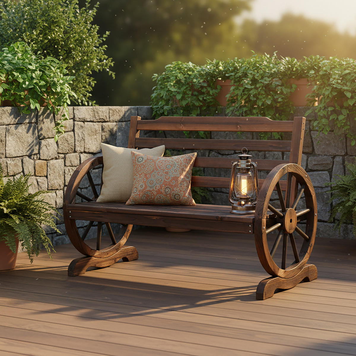 GARTENBANK - Braun, Holz (112/77/52cm) - Relaxdays