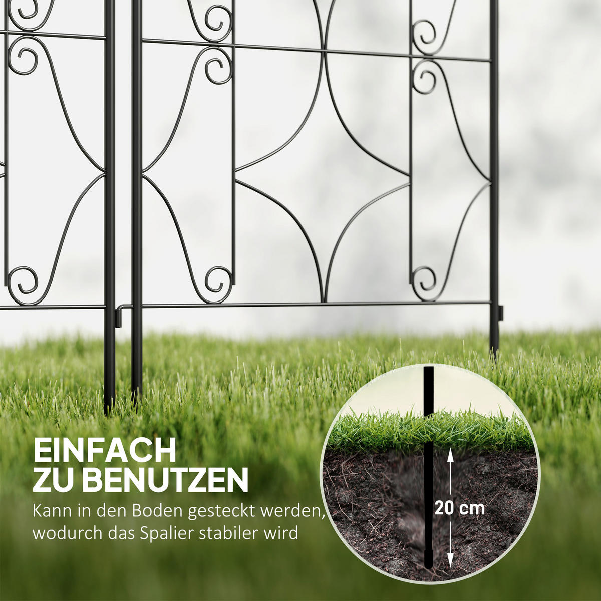 RANKGITTER DE-10033 2er-Set, rostfrei, 50x150 cm Schwarz - Schwarz, Metall (1.3/150/50cm) - ComfortXL