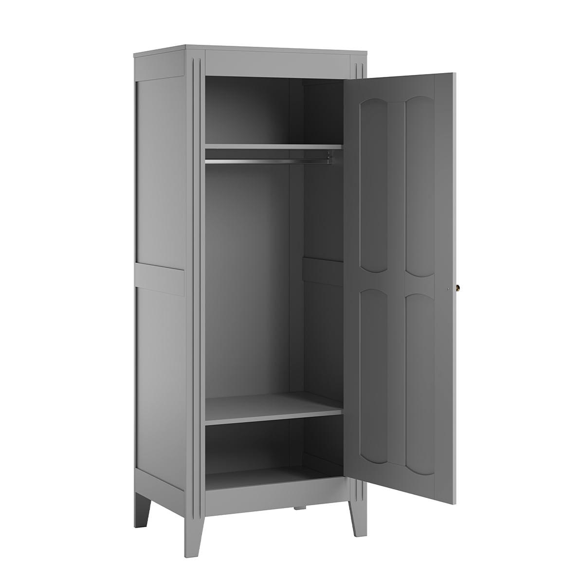 SCHRANK mit Regal, Kleiderstange und 1 Tür, L80.5 x H196.8 cm - Milenne - Grau, Holzwerkstoff (55.25/196.8/80.5cm) - Calicosy