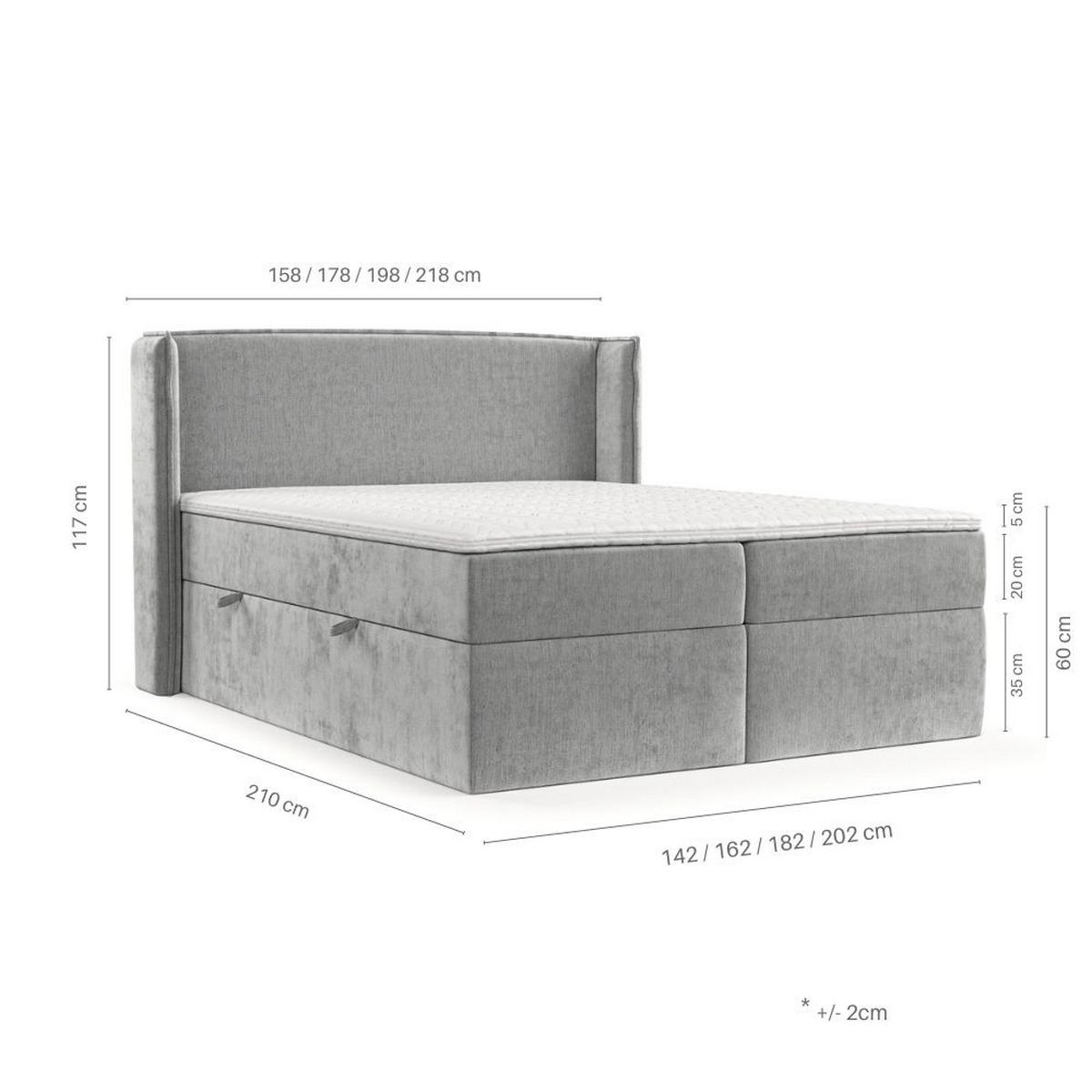 BOXBETT Viva 200/200 cm Creme im Neve Stoff - Creme/Schwarz, Holz/Holzwerkstoff (200/200cm) - AltaBeds