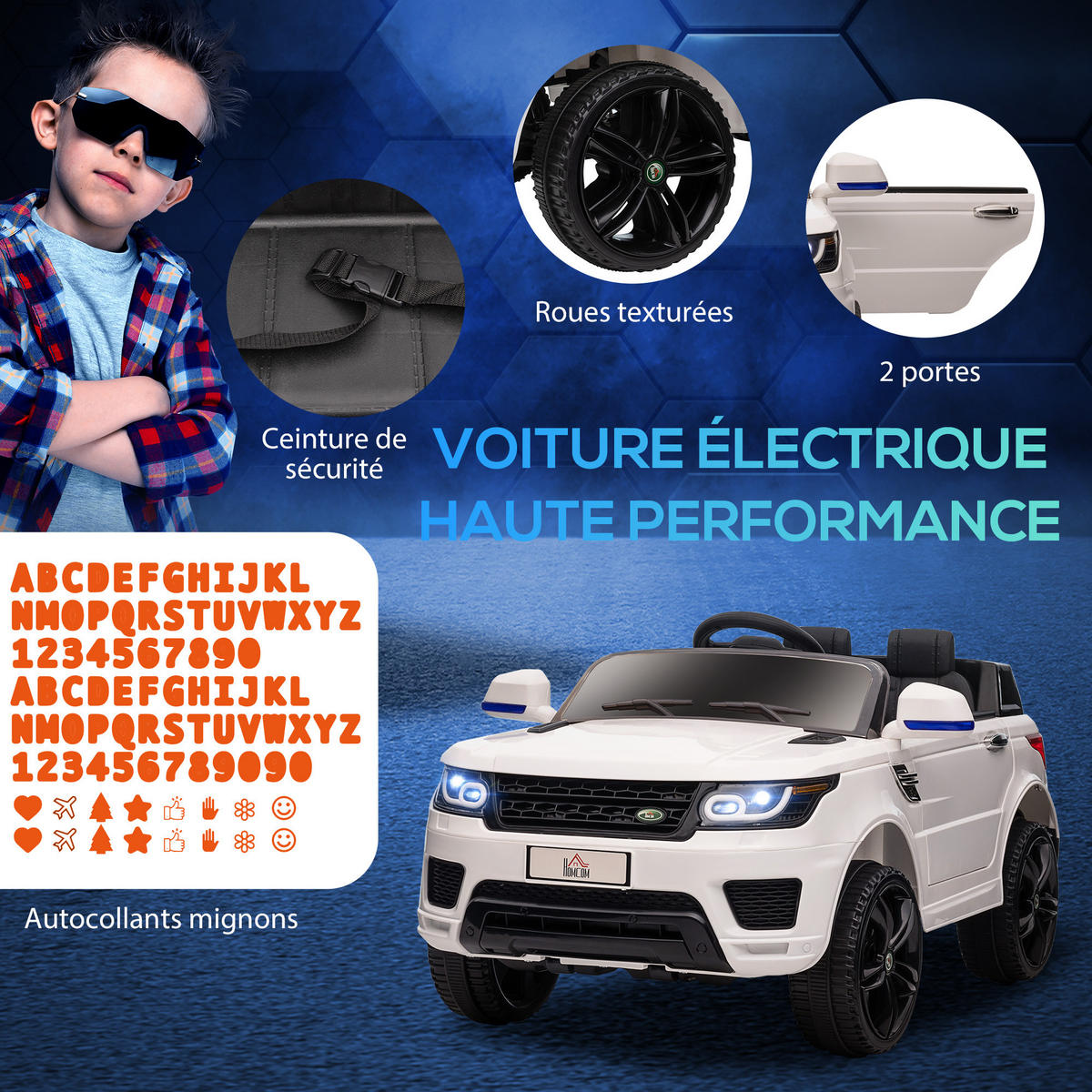 ELEKTRO-KINDERAUTO DE-13048 2 Motoren Weiß - Weiß, Kunststoff (110/68/52cm) - ComfortXL