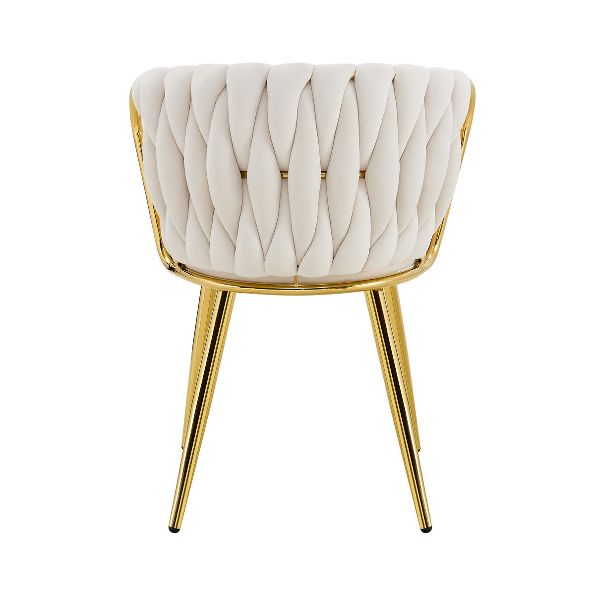 ESSZIMMERSTUHL 2ER-SET aus Samt mit goldenen Beinen, ergonomisch gepolstert - Beige, Textil (43/76/58cm) - Urban Meuble