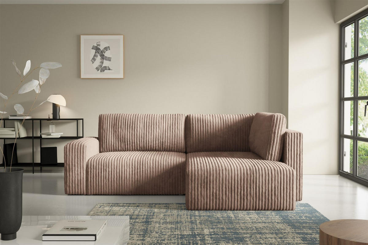 ECKSOFA Natalia Xl - Beige, Holzwerkstoff/Textil (245/182cm) - Fun Möbel