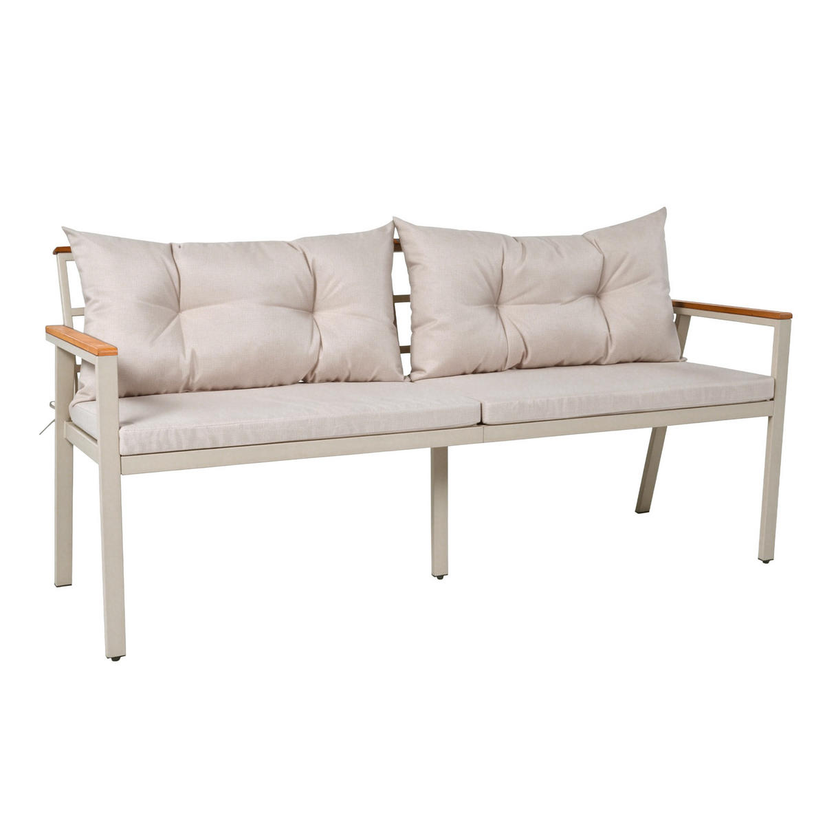 GARTEN-ESSTISCHSET für 6-7 Personen mit abnehmbarem Servierwagen und wasserabweisenden Kissen, Beige/Natur - Beige, Metall - Redom