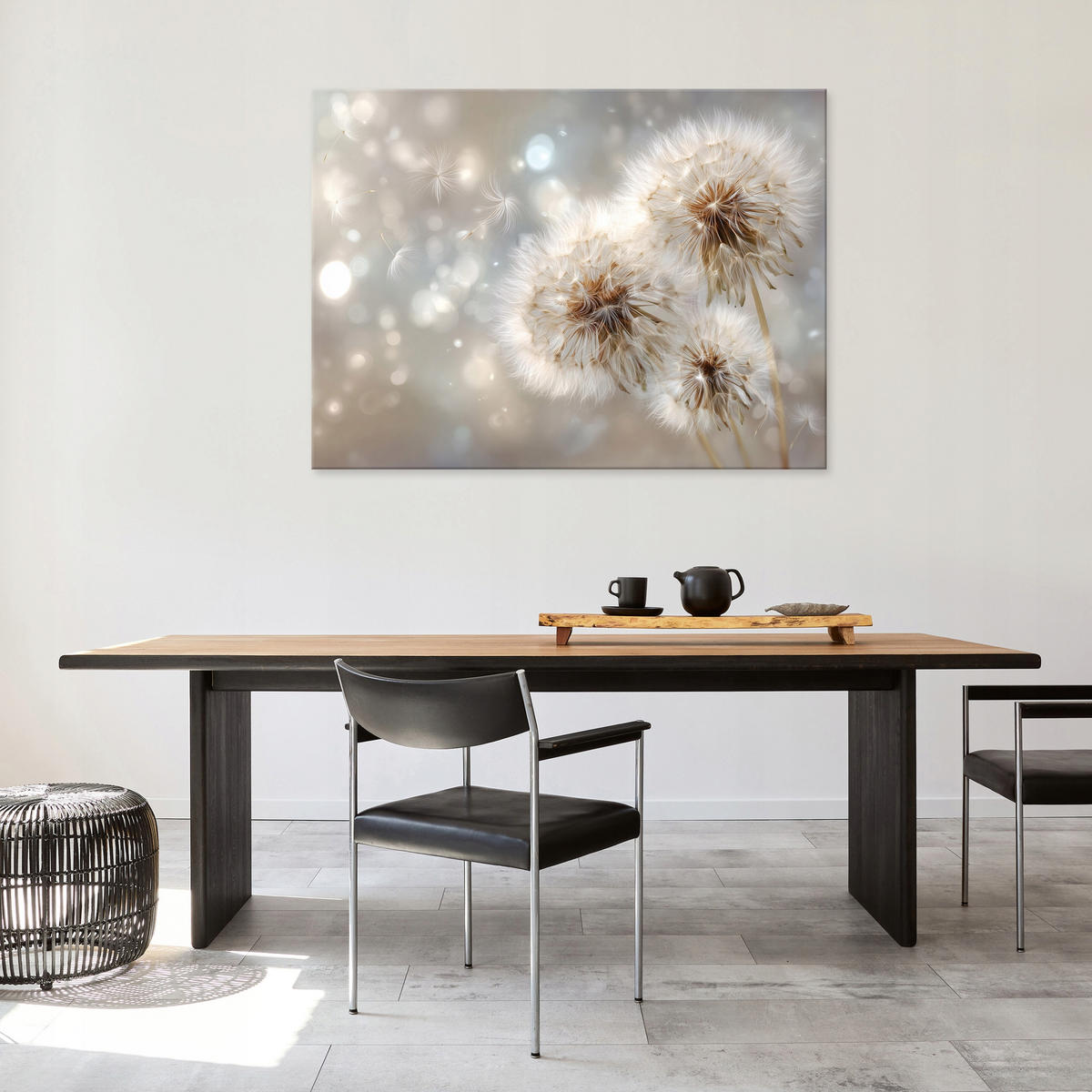 LEINWANDBILD Pusteblumen Blumen Beige 100x70 cm - Multicolor, Holzwerkstoff (100/70cm) - Wallarena