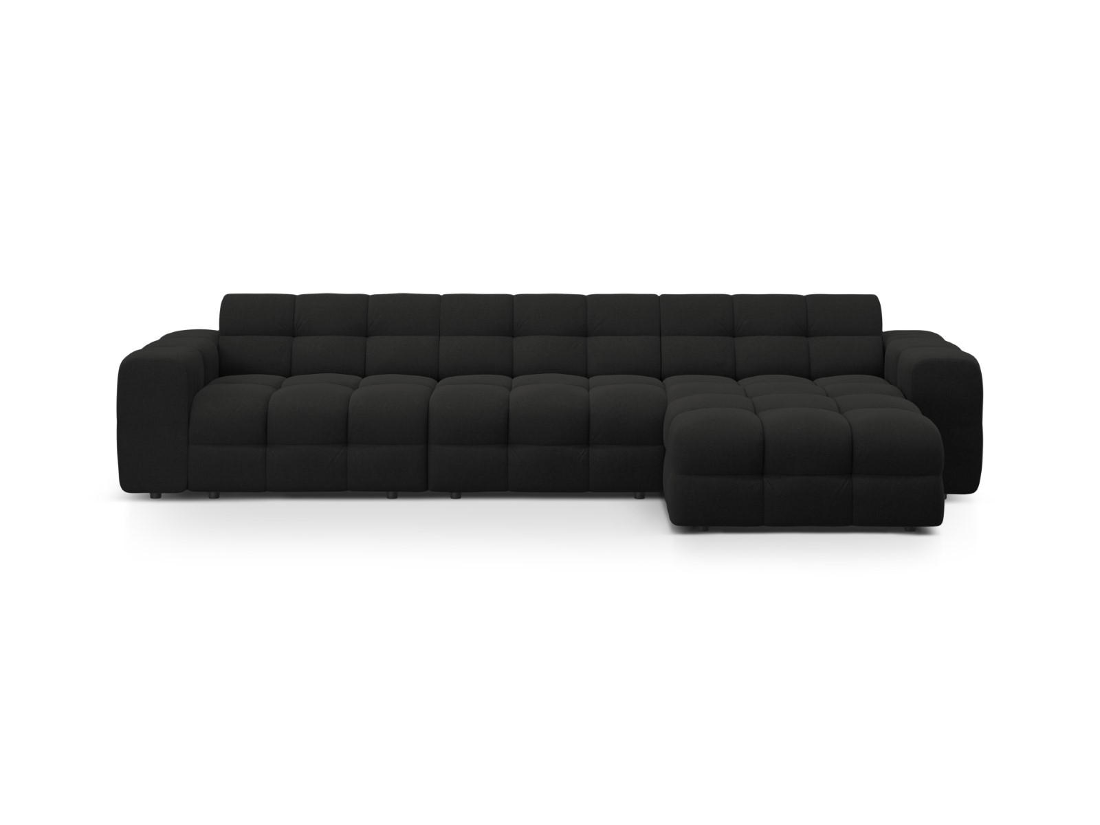 ECKSOFA rechts Kendal aus strukturiertem Stoff schwarz 5 Sitzplätze - Schwarz, Textil (173/357cm) - Micadoni