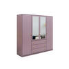 KLEIDERSCHRANK Rainbow Pflaume, viertüriger Drehtürenschränk mit Spiegel und Schubladen - Pflaume, Holzwerkstoff (196/200/58cm) - Bettso