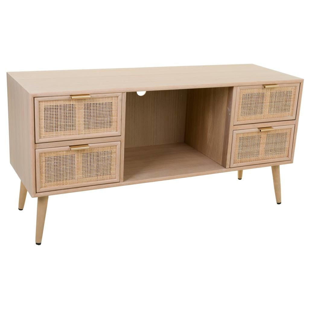 LOWBOARD aus Holz und braunem Netz 120x42x60 - Braun, Holz (120/60/42cm) - Wanderlust