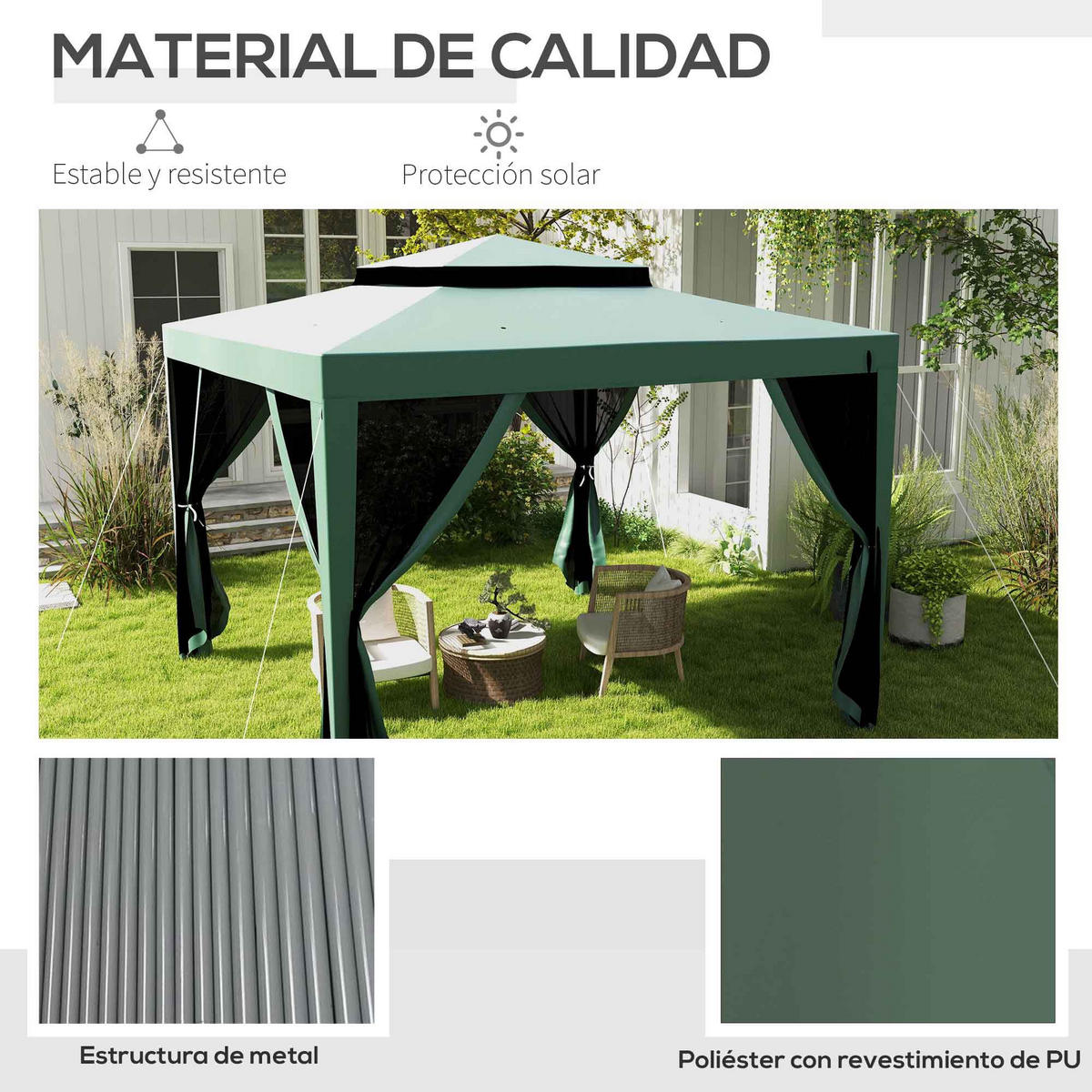 PAVILLON Grun 1 Stück - Grün, Naturmaterialien (297/268/297cm) - GiPP